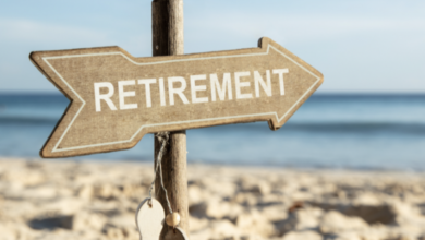 A sign pointing towards retirement